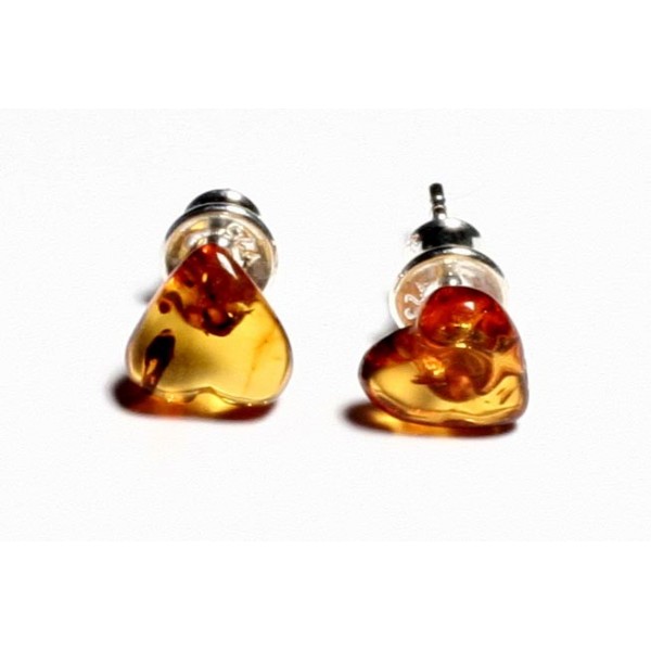 Amber silver earring